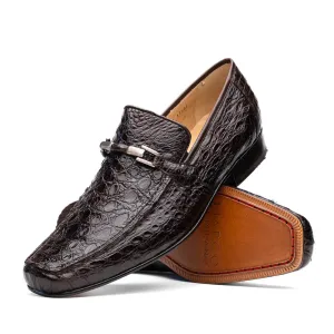 Marco Di Milano Fabro in Brown Caiman Bit Loafers