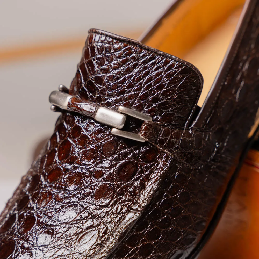 Marco Di Milano Fabro in Brown Caiman Bit Loafers