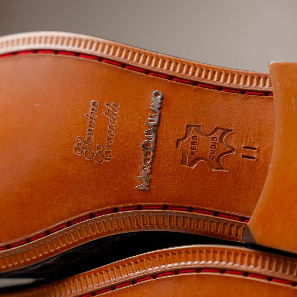 Marco Di Milano Fabro in Brown Caiman Bit Loafers