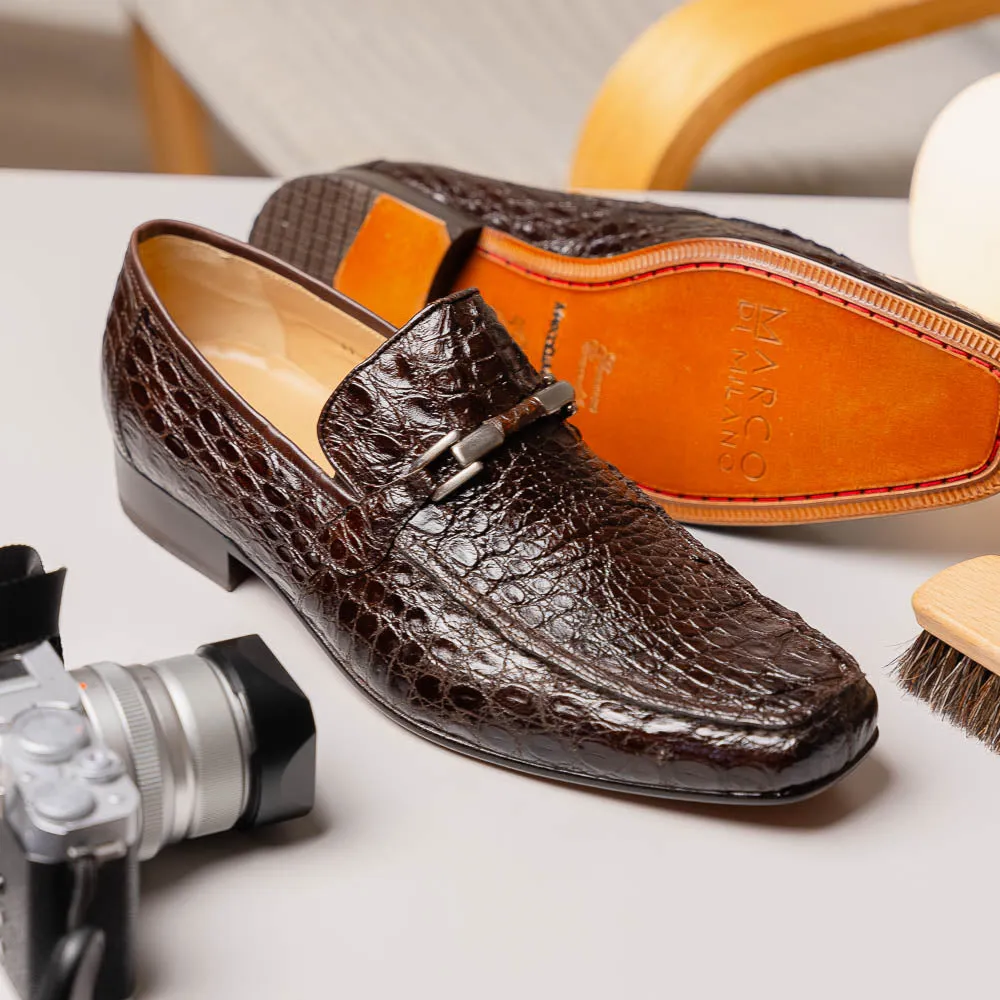 Marco Di Milano Fabro in Brown Caiman Bit Loafers