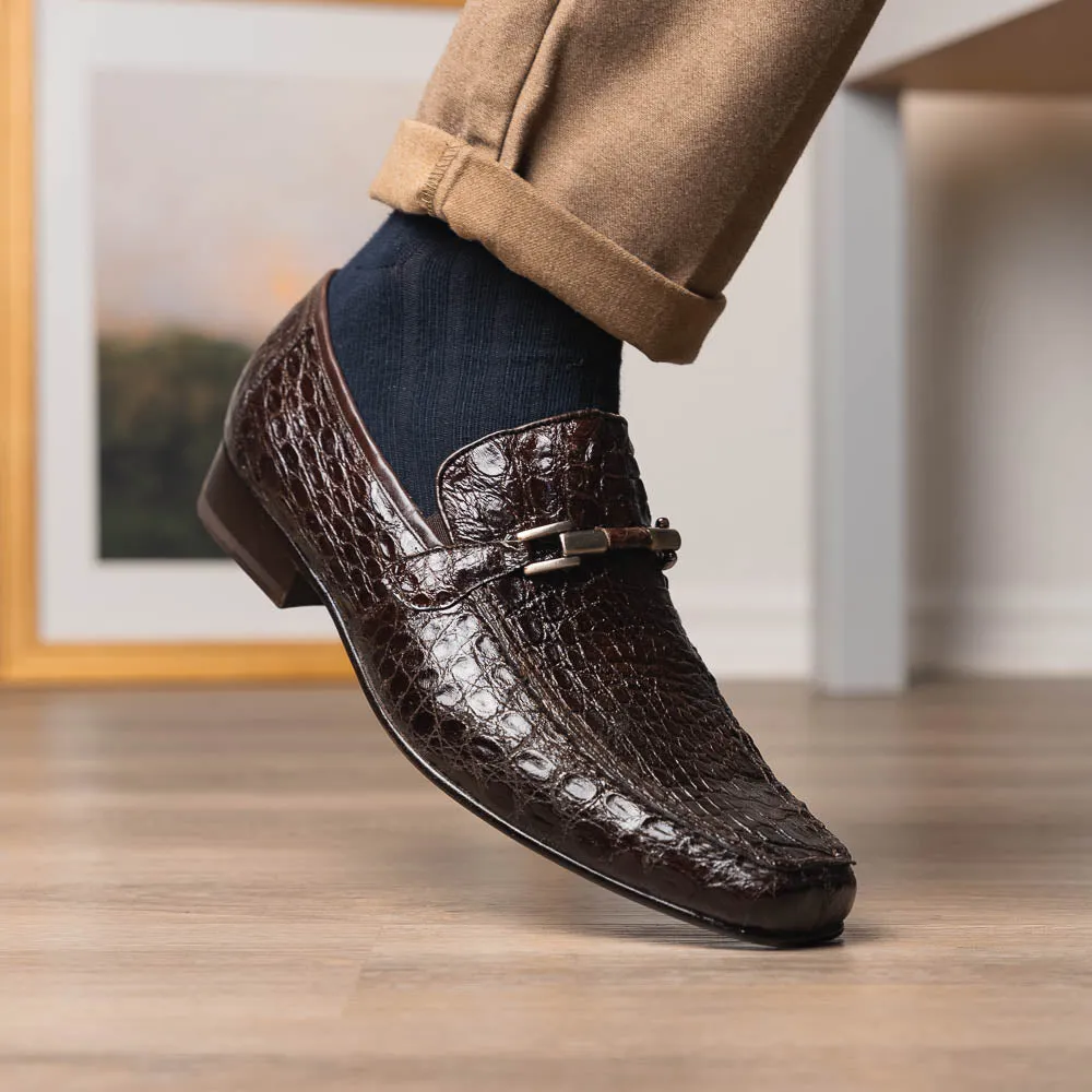 Marco Di Milano Fabro in Brown Caiman Bit Loafers