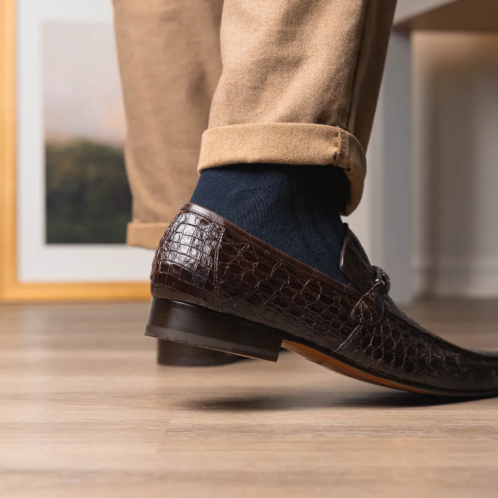 Marco Di Milano Fabro in Brown Caiman Bit Loafers