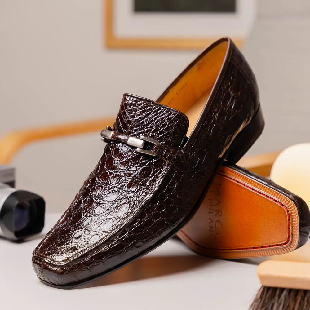 Marco Di Milano Fabro in Brown Caiman Bit Loafers