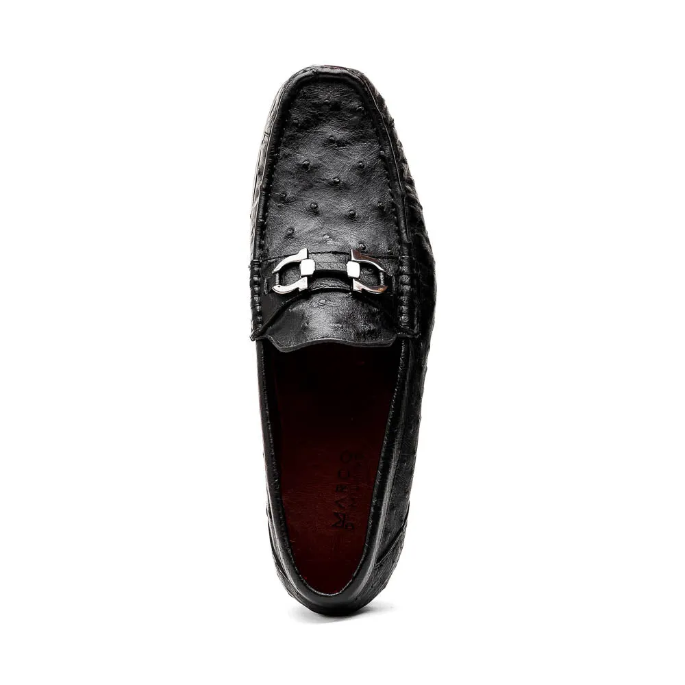 Marco Di Milano Ferrioni in Black Ostrich Bit Loafers