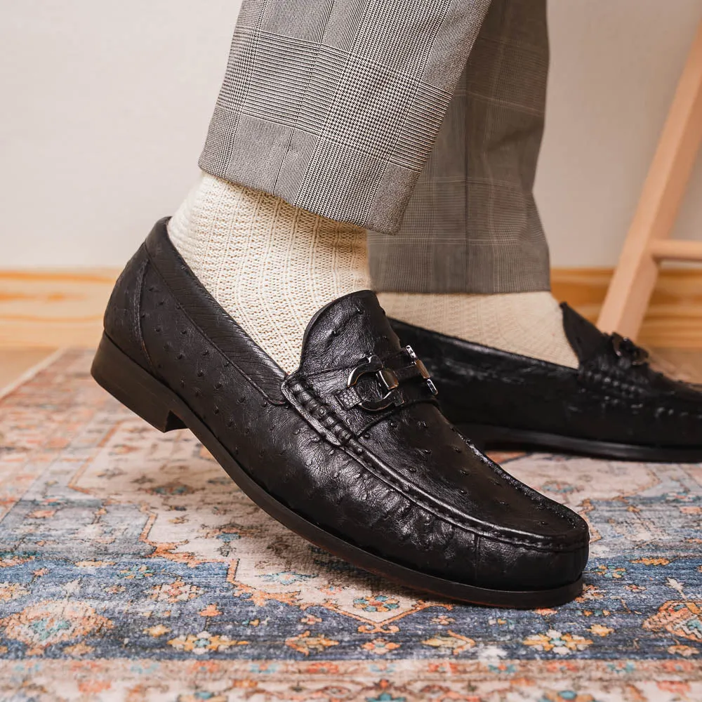 Marco Di Milano Ferrioni in Black Ostrich Bit Loafers