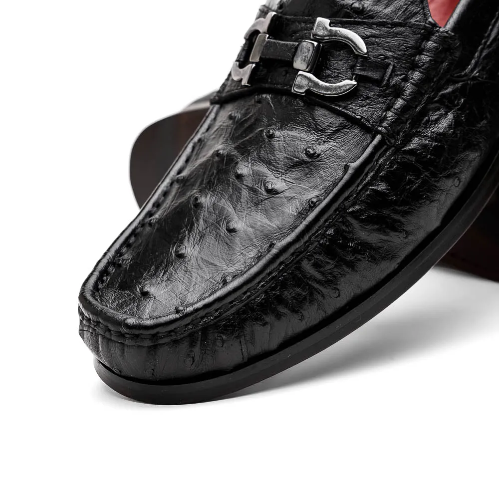 Marco Di Milano Ferrioni in Black Ostrich Bit Loafers