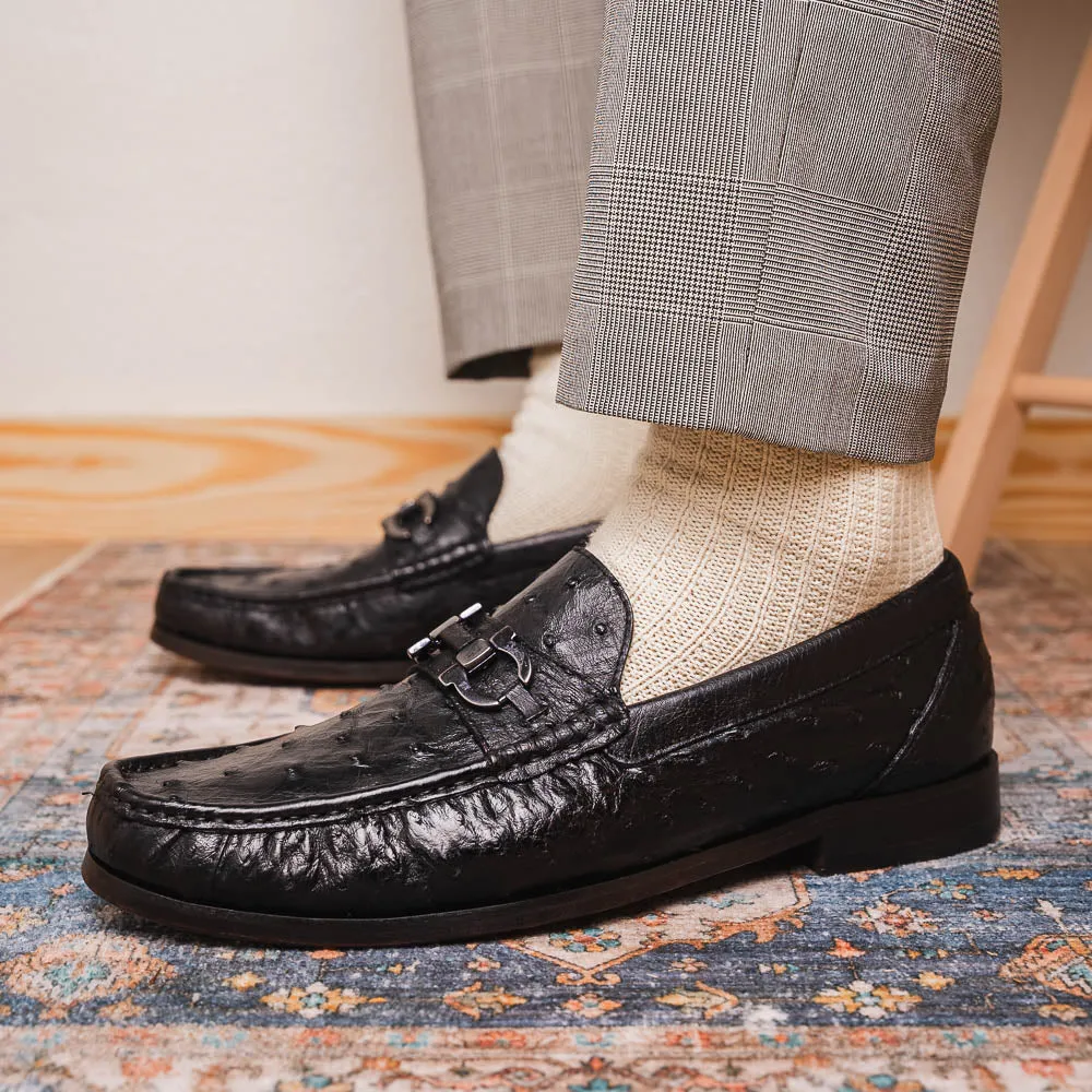 Marco Di Milano Ferrioni in Black Ostrich Bit Loafers