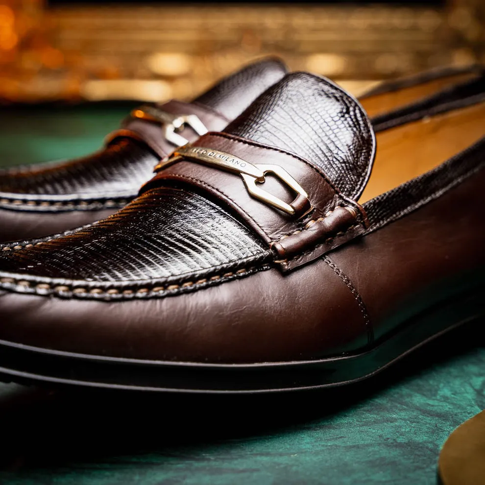 Marco Di Milano Hugo Brown Lizard & Calfskin Bit Loafers