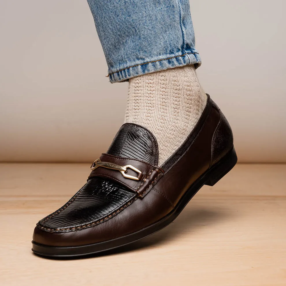 Marco Di Milano Hugo Brown Lizard & Calfskin Bit Loafers