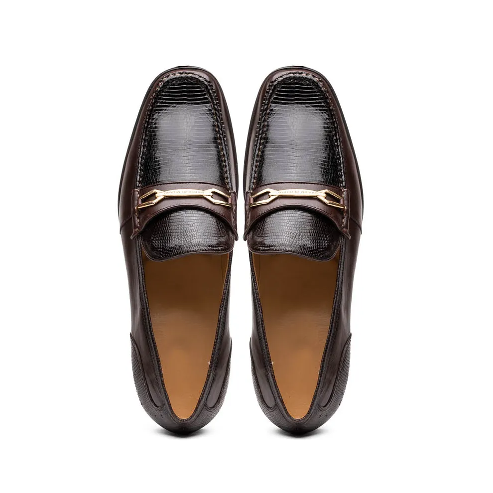 Marco Di Milano Hugo Brown Lizard & Calfskin Bit Loafers