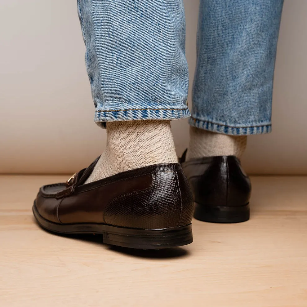 Marco Di Milano Hugo Brown Lizard & Calfskin Bit Loafers
