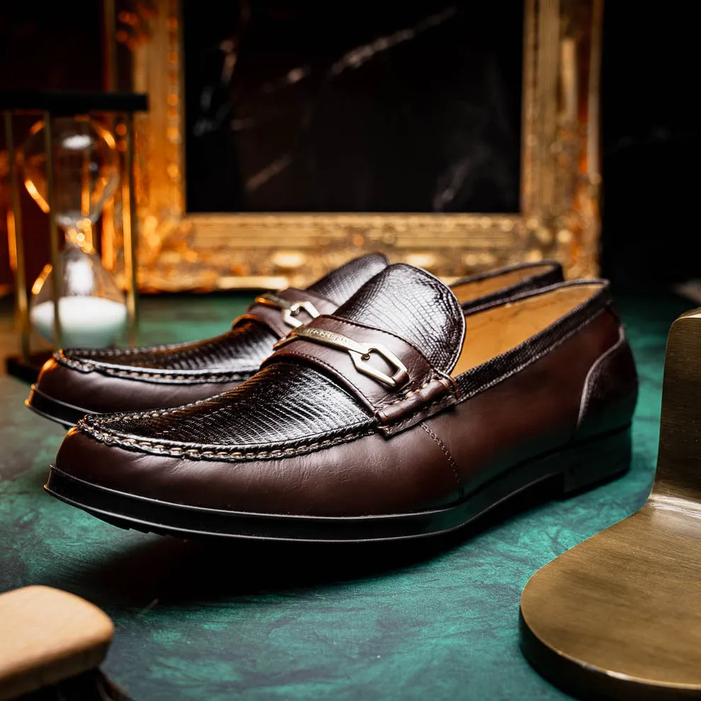 Marco Di Milano Hugo Brown Lizard & Calfskin Bit Loafers