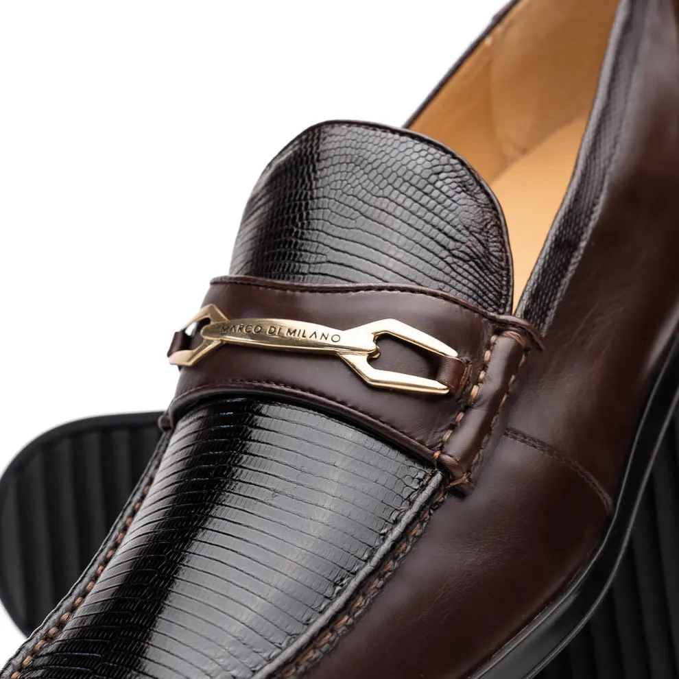 Marco Di Milano Hugo Brown Lizard & Calfskin Bit Loafers