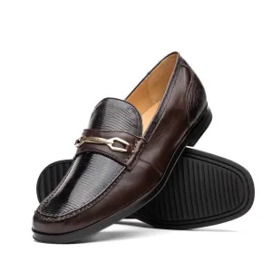 Marco Di Milano Hugo Brown Lizard & Calfskin Bit Loafers