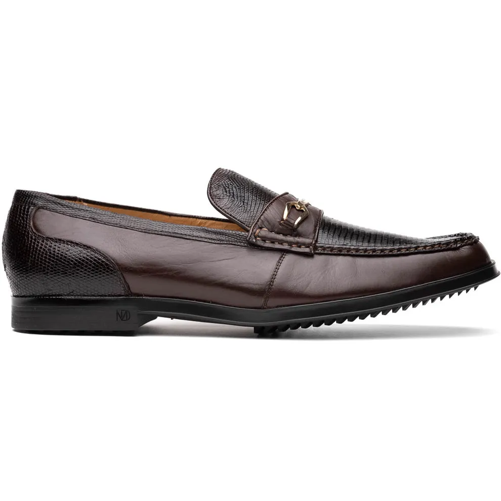 Marco Di Milano Hugo Brown Lizard & Calfskin Bit Loafers