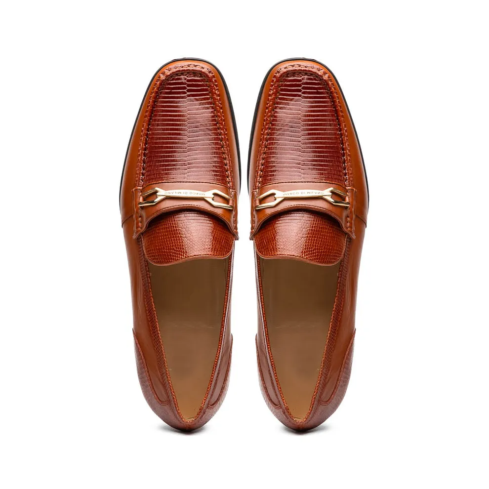 Marco Di Milano Hugo Cognac Lizard & Calfskin Bit Loafers
