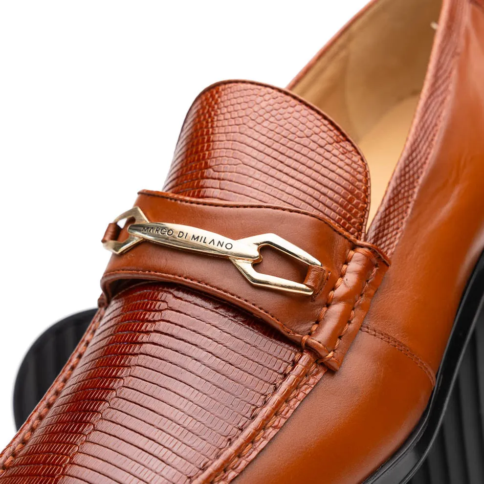 Marco Di Milano Hugo Cognac Lizard & Calfskin Bit Loafers