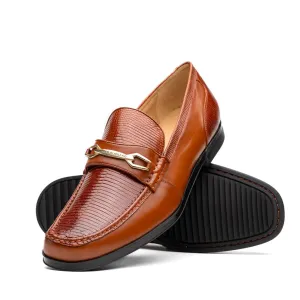 Marco Di Milano Hugo Cognac Lizard & Calfskin Bit Loafers