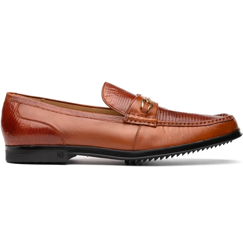 Marco Di Milano Hugo Cognac Lizard & Calfskin Bit Loafers
