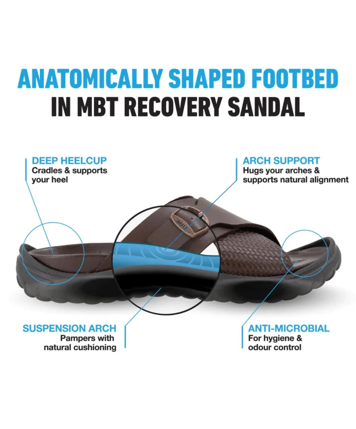 MBT Fuji II Dark Brown Mens Recovery Sandals