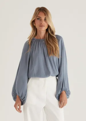Memphis Blouse - Steel Blue