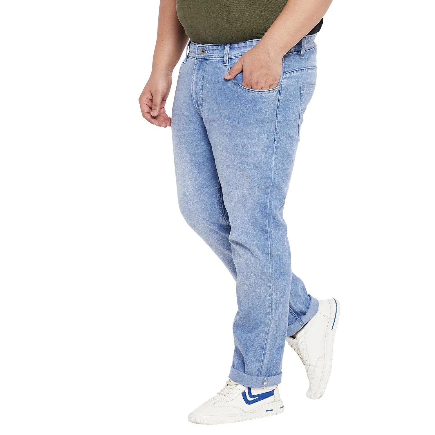 Men Plus Size Feedo Washed Indigo Denim