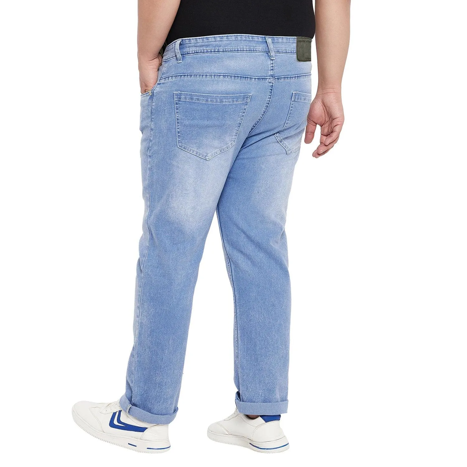 Men Plus Size Feedo Washed Indigo Denim