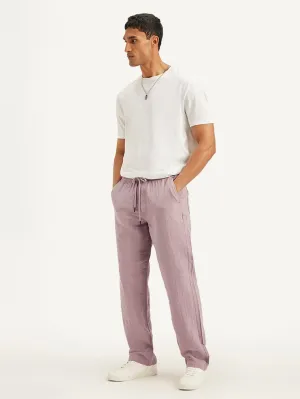 Men's Mauve Loose Straight Fit Chino Trousers