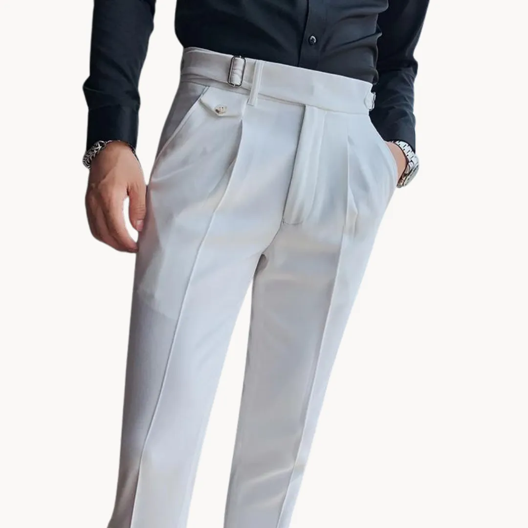 Men’s Pleated Trousers – Tailored Fit – Adjustable Waist Tabs – Smart Look – Elegant Occasionwear