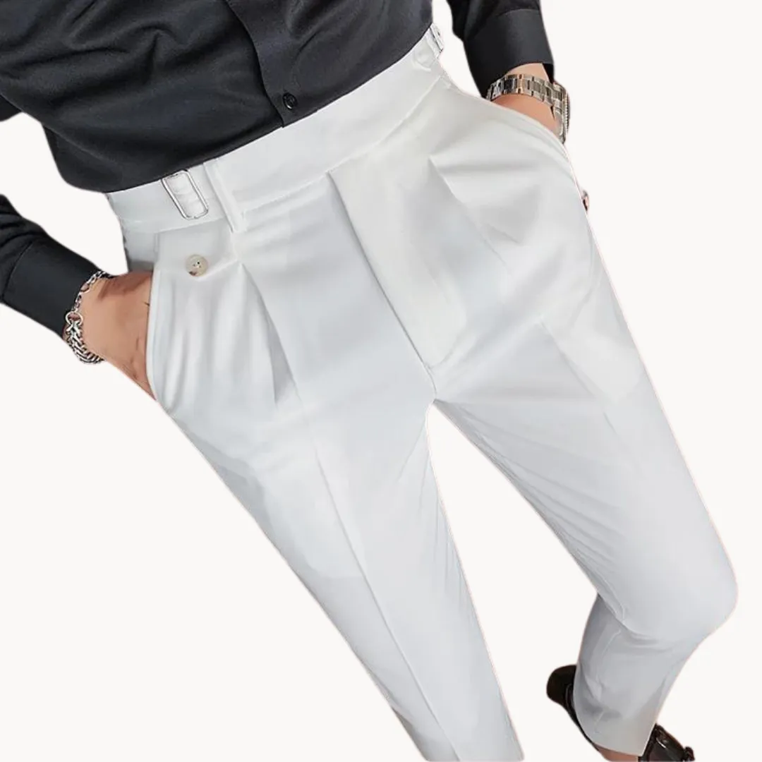 Men’s Pleated Trousers – Tailored Fit – Adjustable Waist Tabs – Smart Look – Elegant Occasionwear