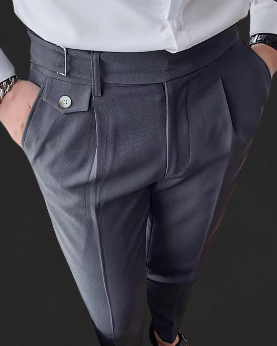 Men’s Pleated Trousers – Tailored Fit – Adjustable Waist Tabs – Smart Look – Elegant Occasionwear