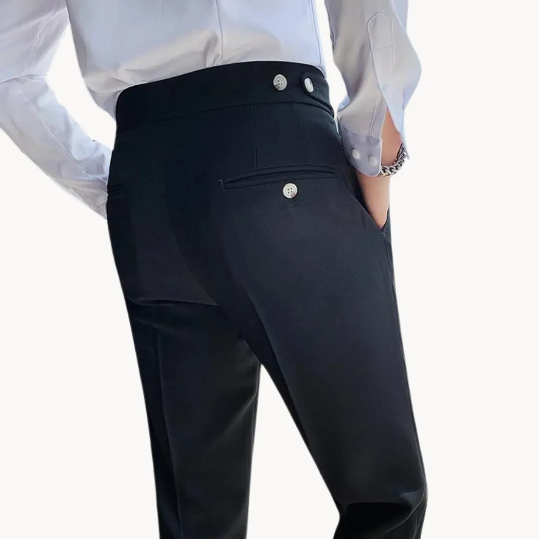 Men’s Pleated Trousers – Tailored Fit – Adjustable Waist Tabs – Smart Look – Elegant Occasionwear