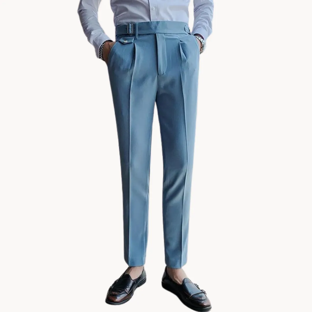 Men’s Pleated Trousers – Tailored Fit – Adjustable Waist Tabs – Smart Look – Elegant Occasionwear