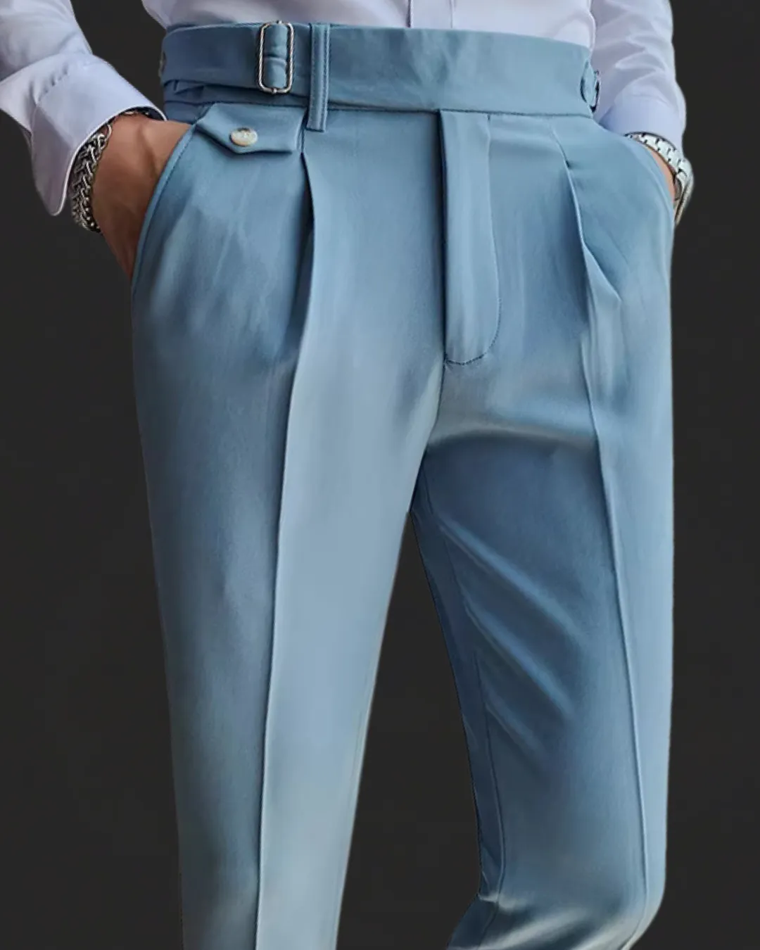 Men’s Pleated Trousers – Tailored Fit – Adjustable Waist Tabs – Smart Look – Elegant Occasionwear