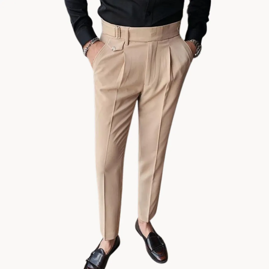 Men’s Pleated Trousers – Tailored Fit – Adjustable Waist Tabs – Smart Look – Elegant Occasionwear