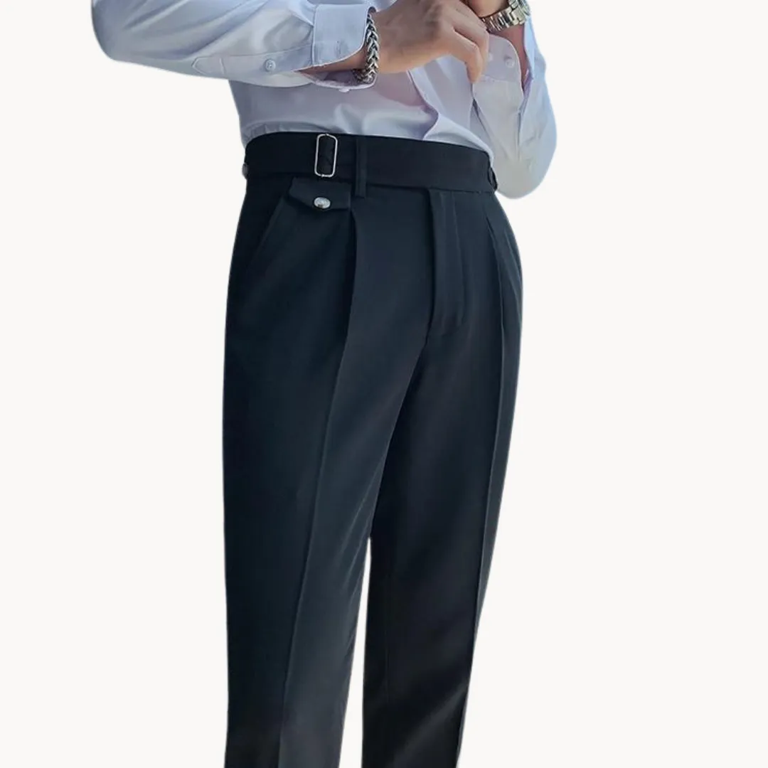 Men’s Pleated Trousers – Tailored Fit – Adjustable Waist Tabs – Smart Look – Elegant Occasionwear