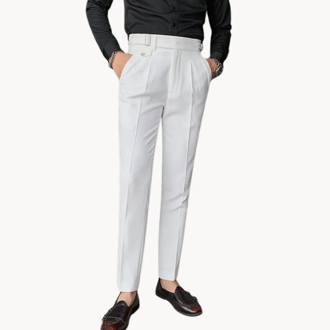 Men’s Pleated Trousers – Tailored Fit – Adjustable Waist Tabs – Smart Look – Elegant Occasionwear