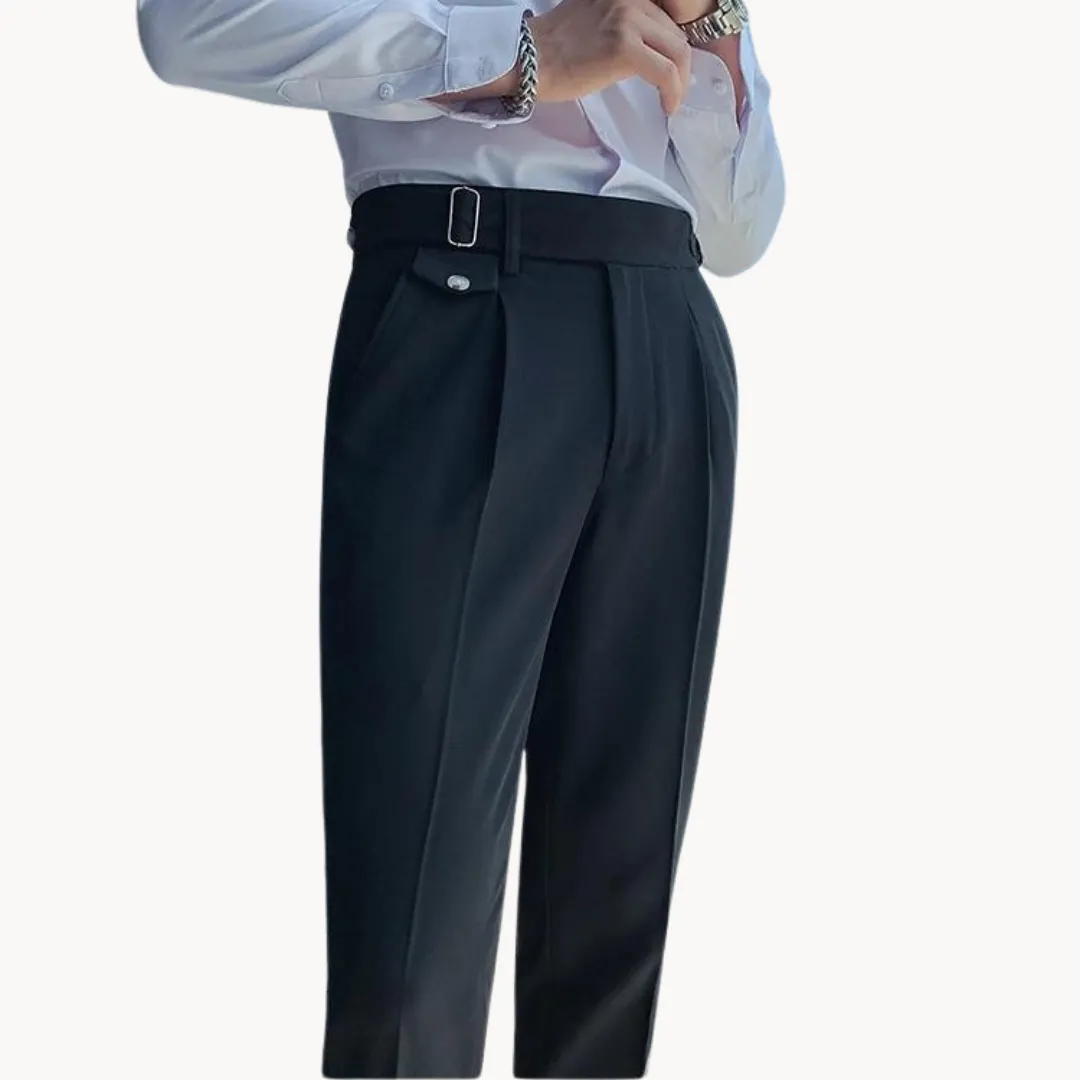 Men’s Pleated Trousers – Tailored Fit – Adjustable Waist Tabs – Smart Look – Elegant Occasionwear