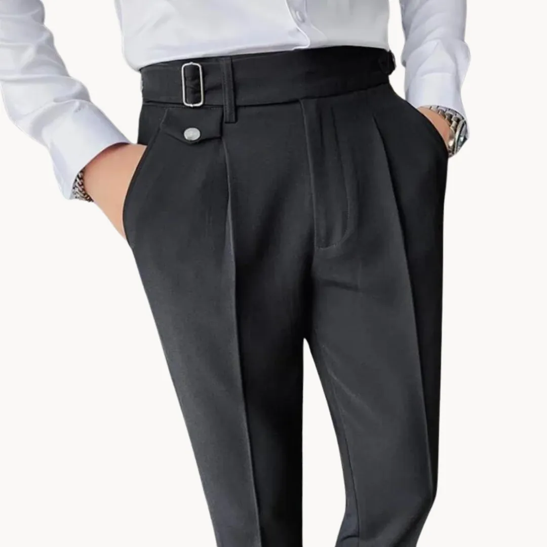 Men’s Pleated Trousers – Tailored Fit – Adjustable Waist Tabs – Smart Look – Elegant Occasionwear