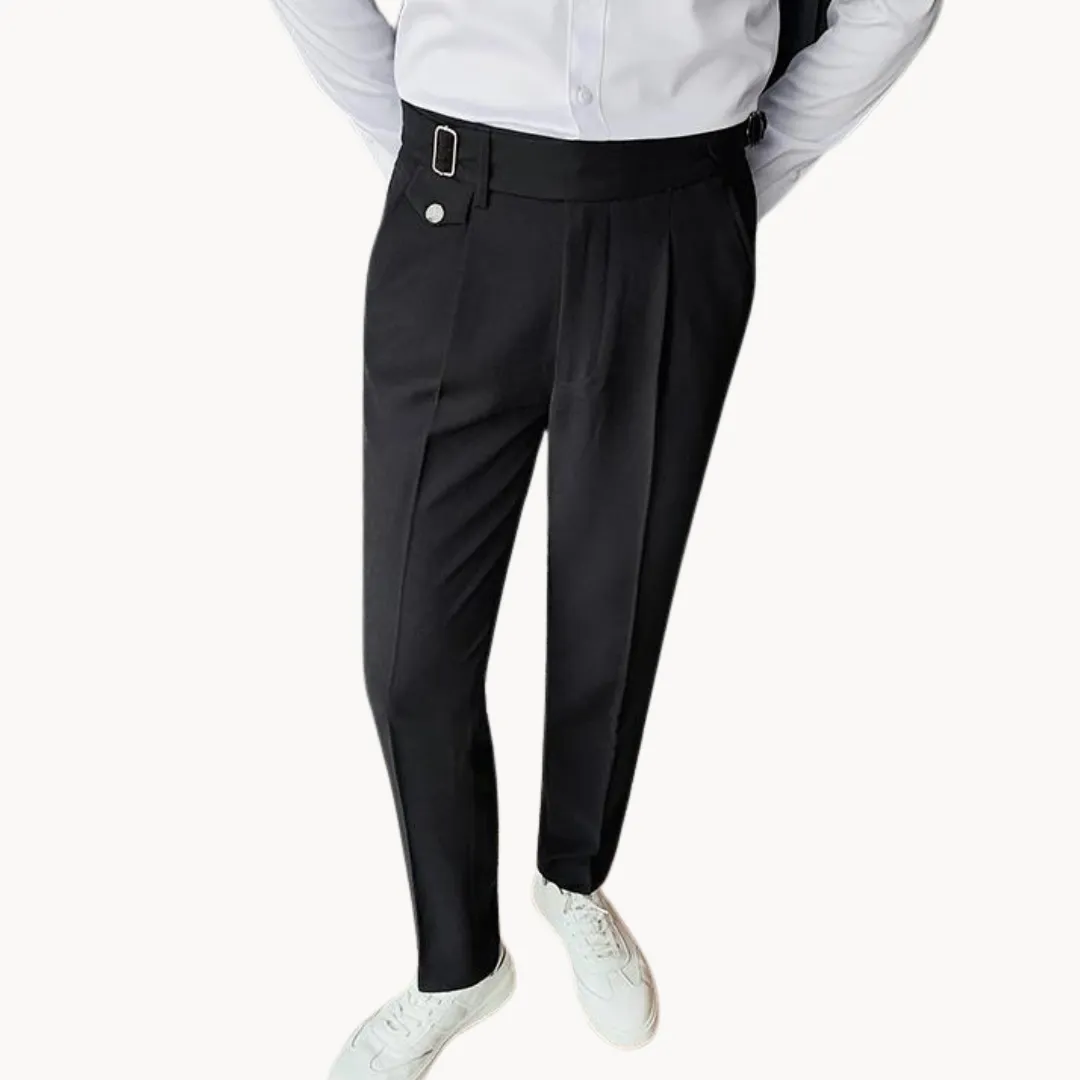 Men’s Pleated Trousers – Tailored Fit – Adjustable Waist Tabs – Smart Look – Elegant Occasionwear
