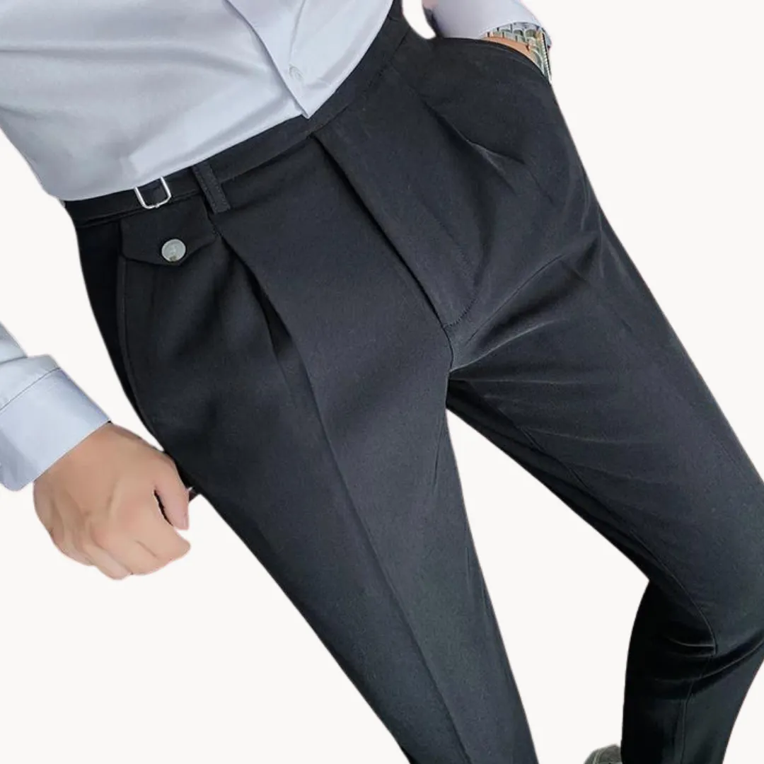 Men’s Pleated Trousers – Tailored Fit – Adjustable Waist Tabs – Smart Look – Elegant Occasionwear
