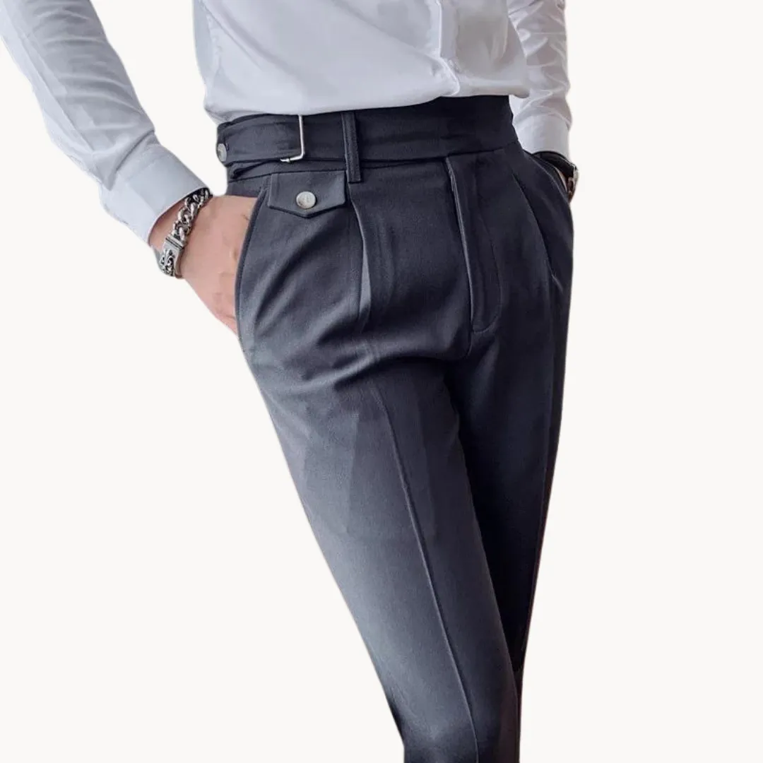 Men’s Pleated Trousers – Tailored Fit – Adjustable Waist Tabs – Smart Look – Elegant Occasionwear