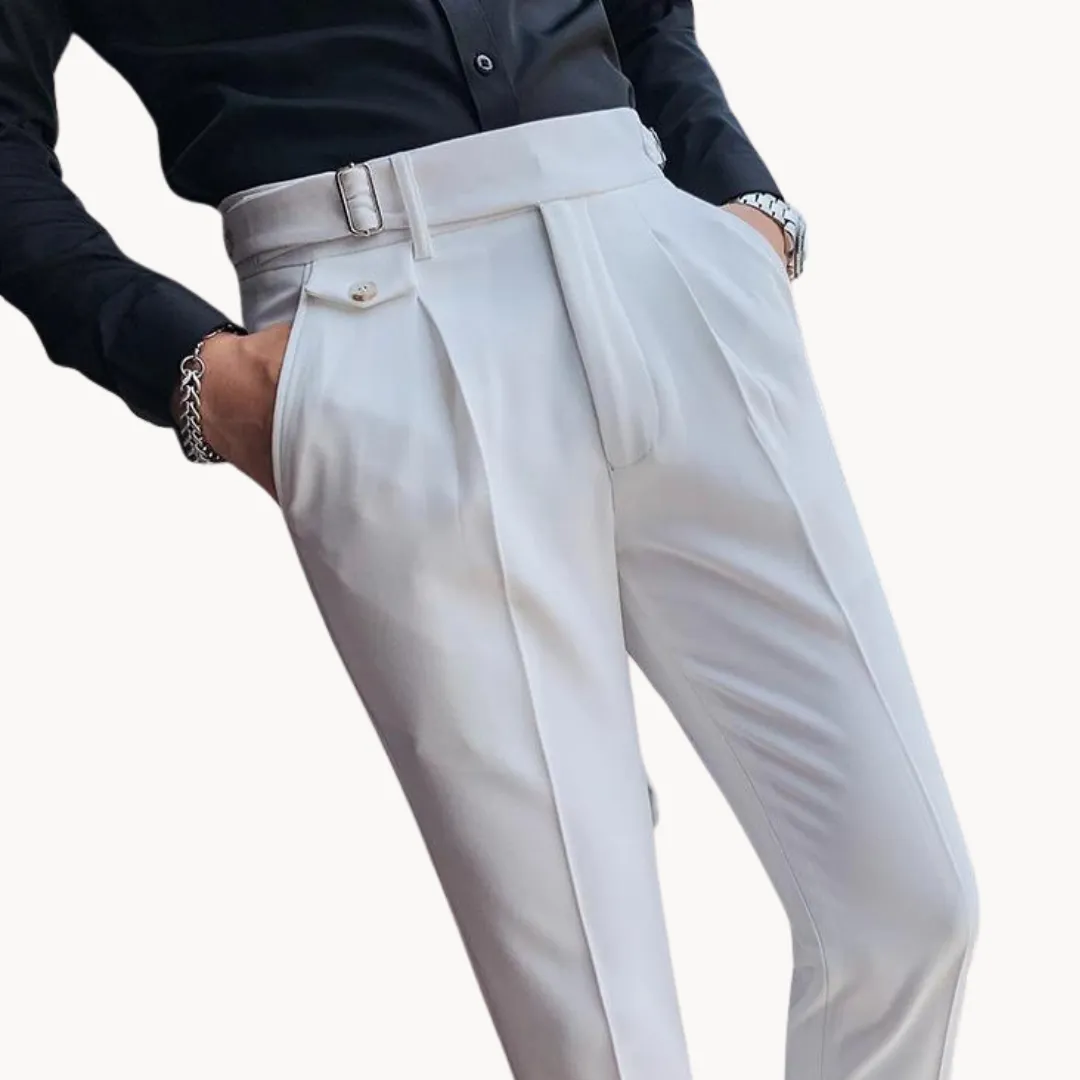 Men’s Pleated Trousers – Tailored Fit – Adjustable Waist Tabs – Smart Look – Elegant Occasionwear
