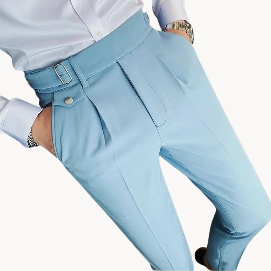 Men’s Pleated Trousers – Tailored Fit – Adjustable Waist Tabs – Smart Look – Elegant Occasionwear