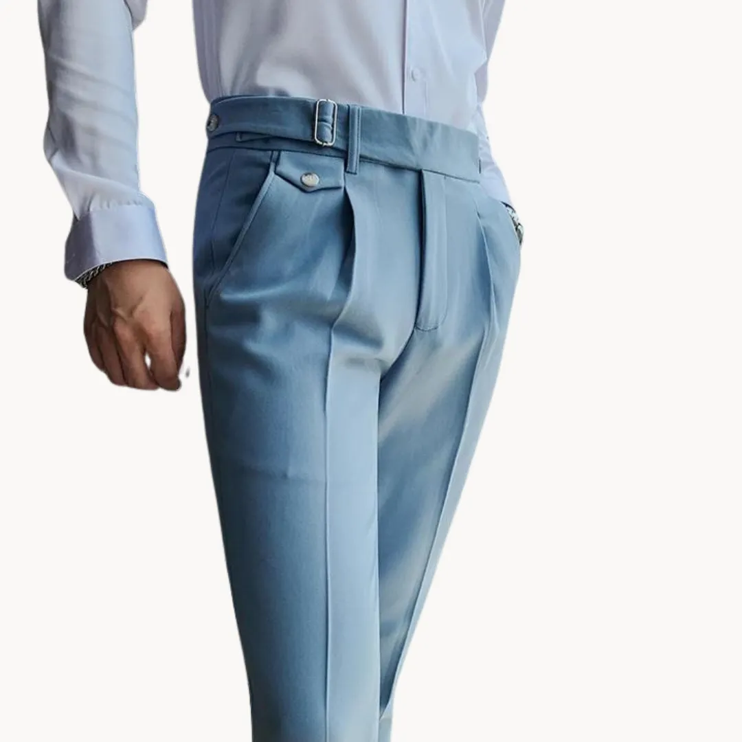 Men’s Pleated Trousers – Tailored Fit – Adjustable Waist Tabs – Smart Look – Elegant Occasionwear