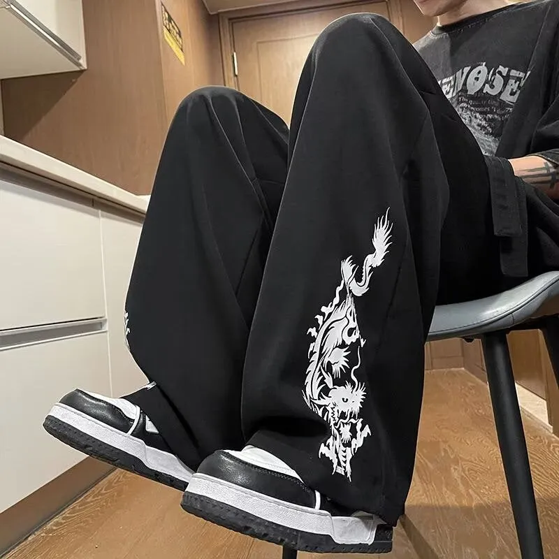 Men's Premium Ice Silk Pants | Summer Thin Straight-Leg Embroidered National Style Casual Trousers