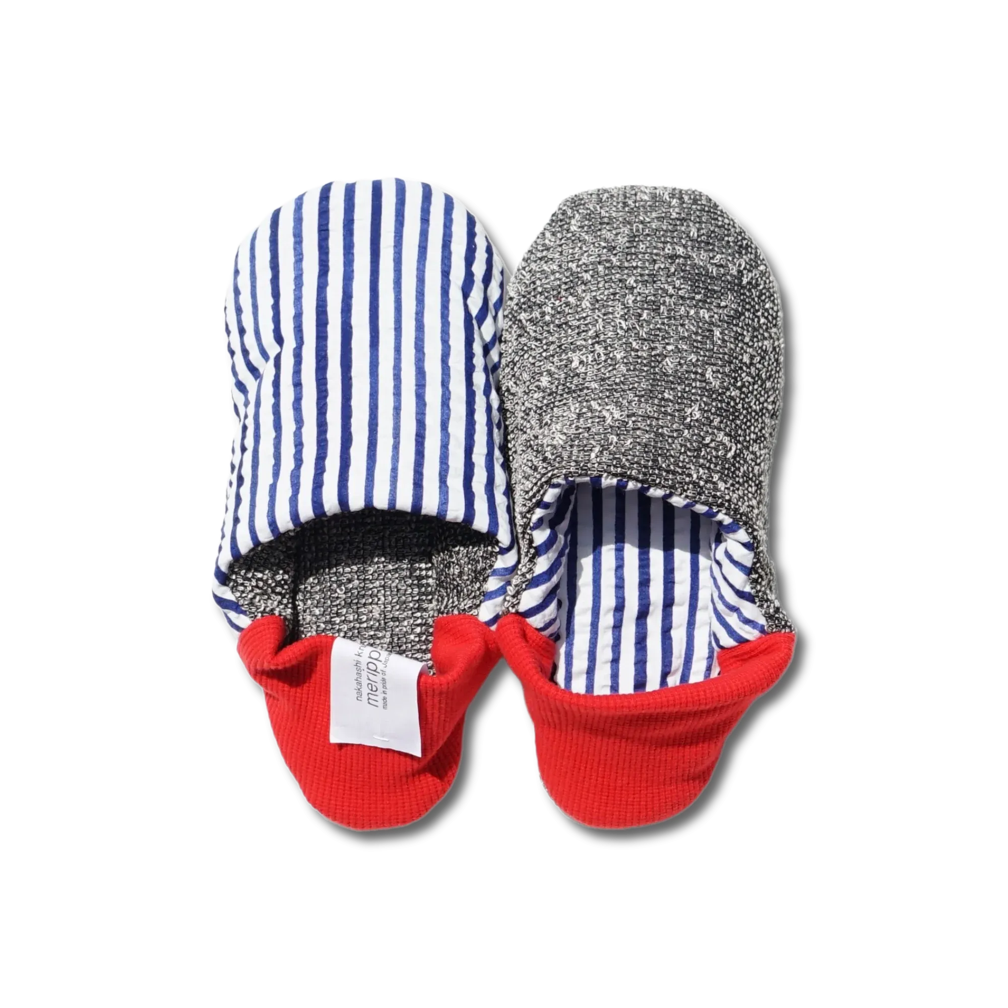 Merippa Slippers SS | Seersucker stripes × Cotton linen