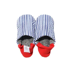 Merippa Slippers SS | Seersucker stripes × Cotton linen