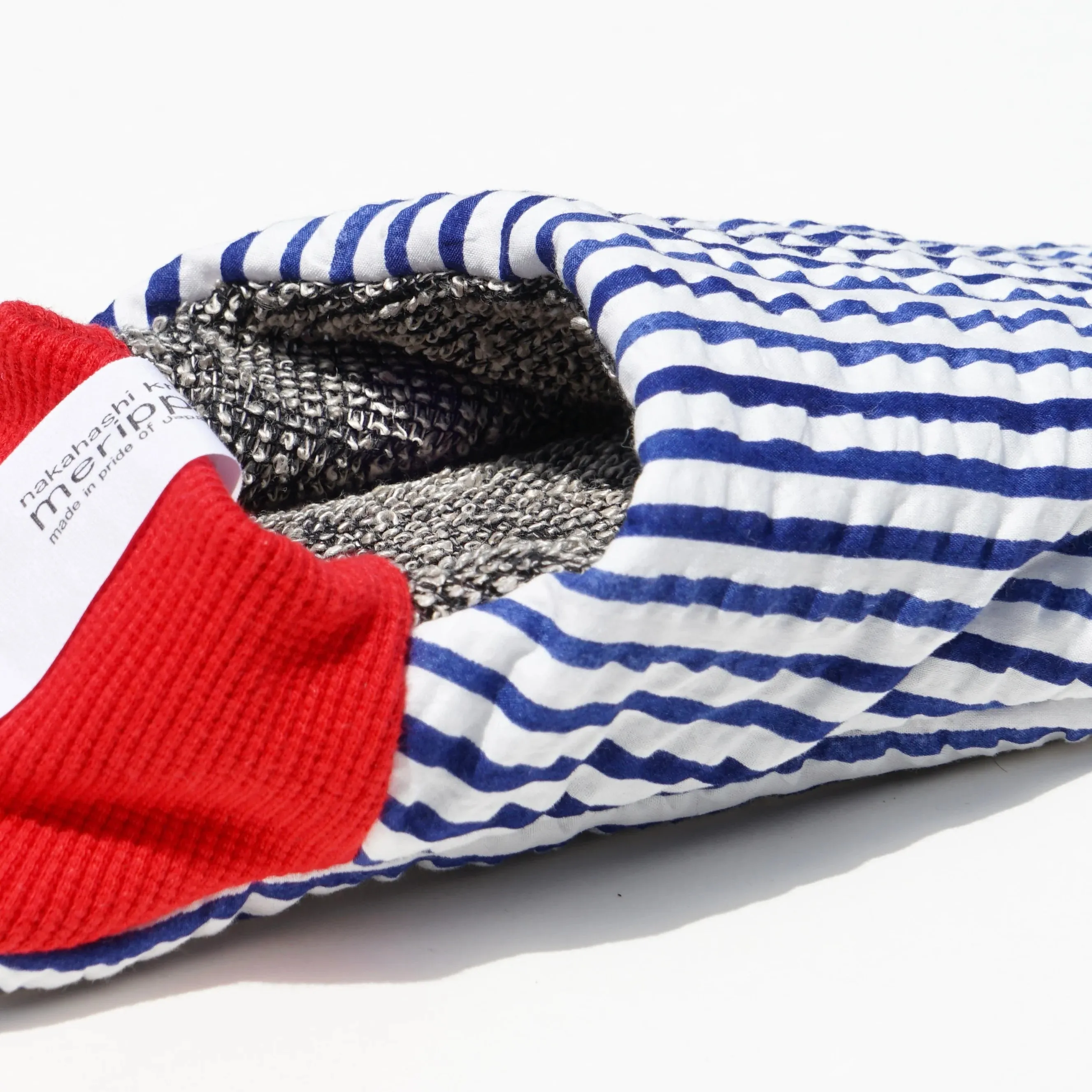 Merippa Slippers SS | Seersucker stripes × Cotton linen