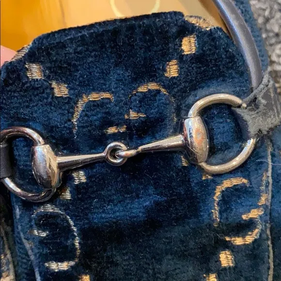 Navy Gucci loafers